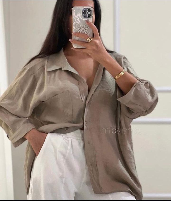 شومیز مانتویی زنانه تابستانی رنگ پاستیلی پری سیلک