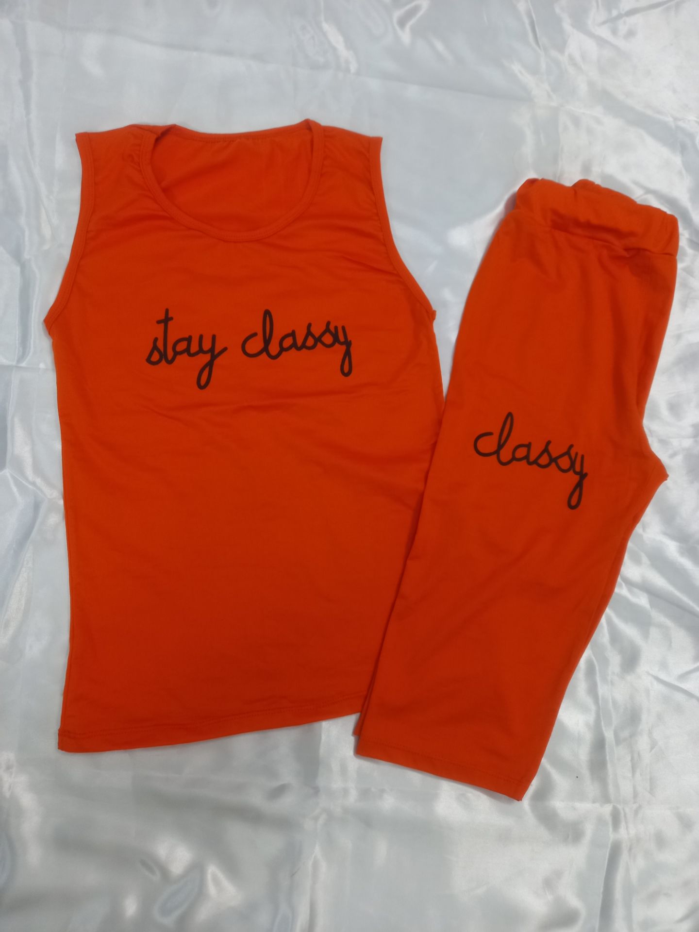 ست تاپ و شلوارک زنانه رنگ نارنجی